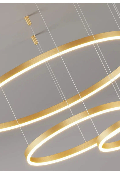 Modern Aluminum Rings Chandeliers Simple Acrylic LED Pendant Lights Living Dining Room Home Restaurant Decor Lighting Fixtures