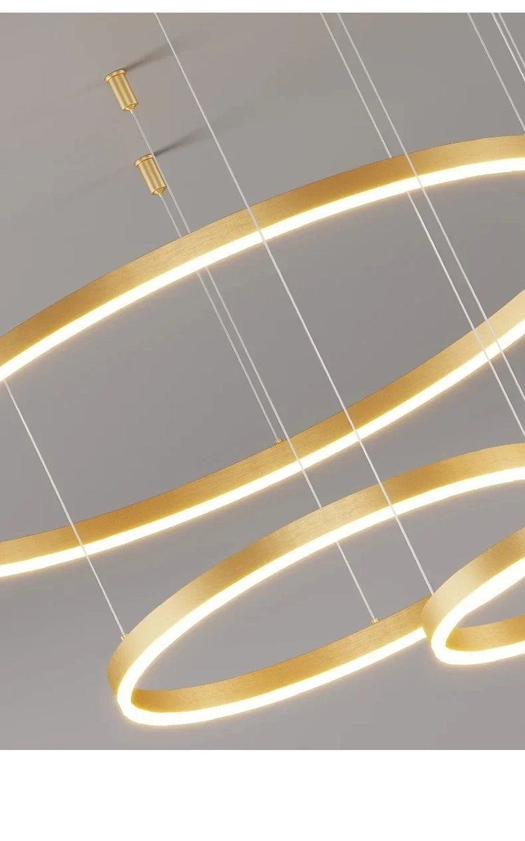 Modern Aluminum Rings Chandeliers Simple Acrylic LED Pendant Lights Living Dining Room Home Restaurant Decor Lighting Fixtures