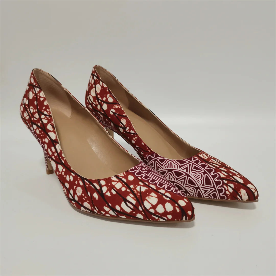 Fashion African Women Wedding Party Wax Shoes and Bag to Match Nigeria Ankara Style Print Shoes Bag Set F1110-1