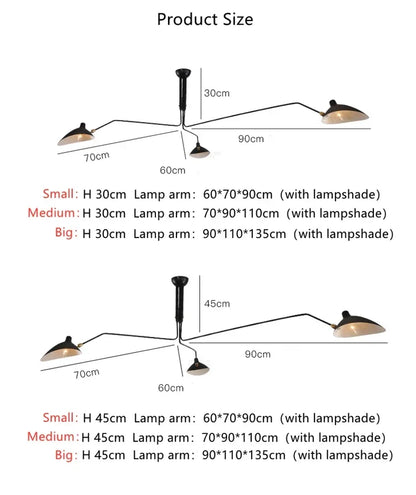Industry Ceiling Lamp Nordic Black Spider Light Led Iron Black Ceiling Light for Home Decor Living Room Led Chandeliers Lights