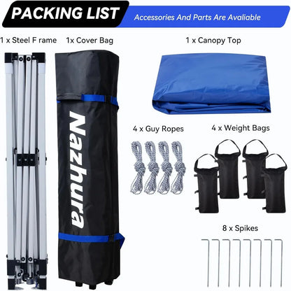 10x10 Pop Up Canopy Tent w/ Sand Bag, Sun Shelter for Camping, One Person Setup, Height Adjustable, Blue