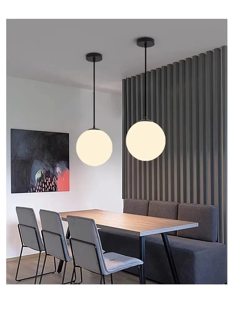 Black White Golden Ball Chandelier Lights Glass Frosted Lampshade Restaurant Bar Kitchen Hanging Lamps G9 E27 Indoor Lighting