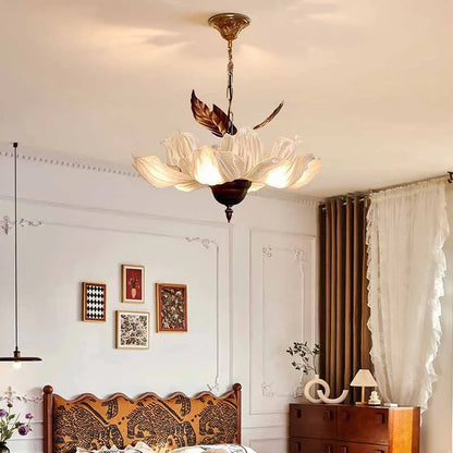  Flower Petal Pendant Light Medieval Style Chandelier Retro Tricolor Lights Interior Restaurant Living Room Bedroom Lighting