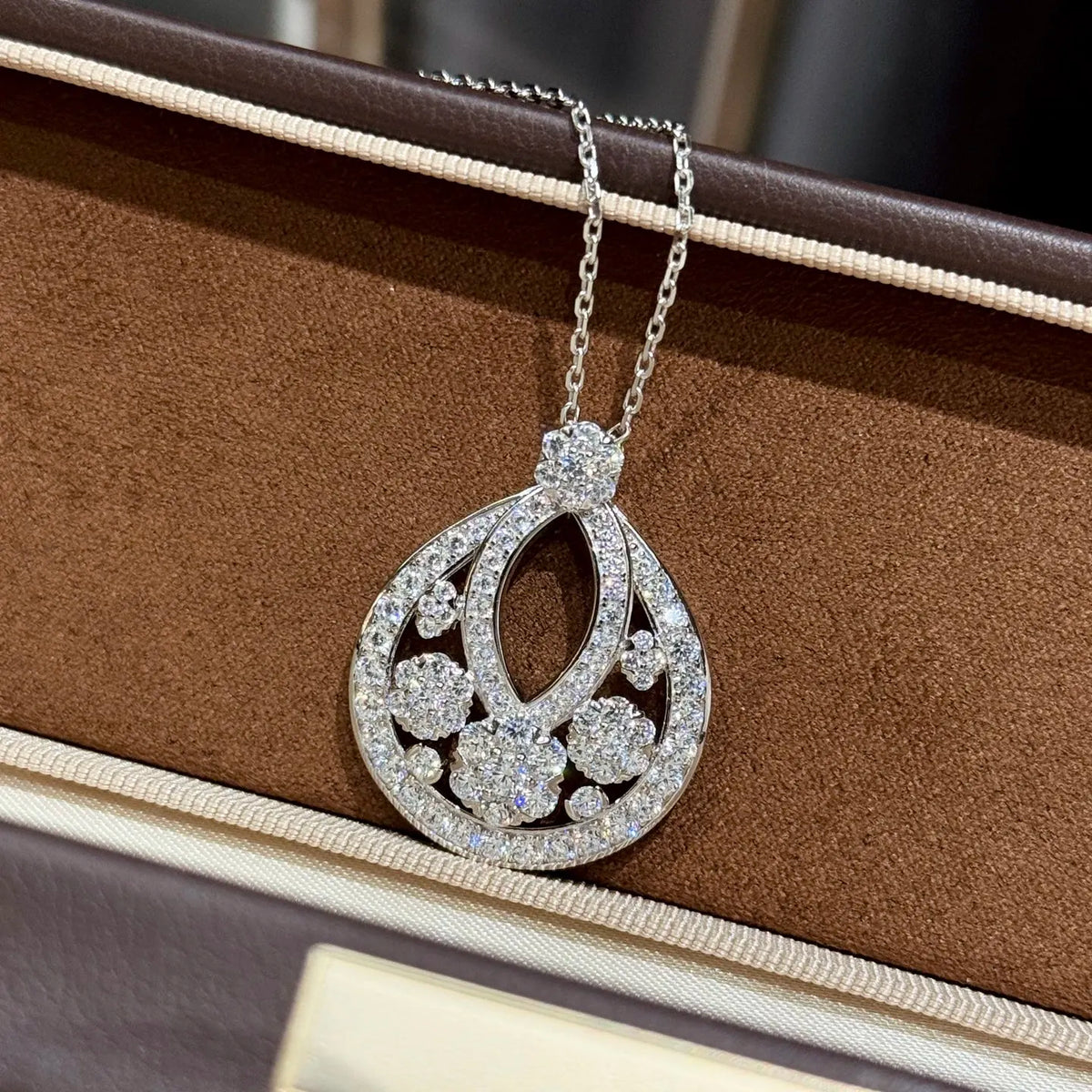 Trendy Real 925 Sterling Silver Necklace For Women Gift 5a Zircon Garland Skeleton Design Chain Pendant Luxury Fine Jewelry