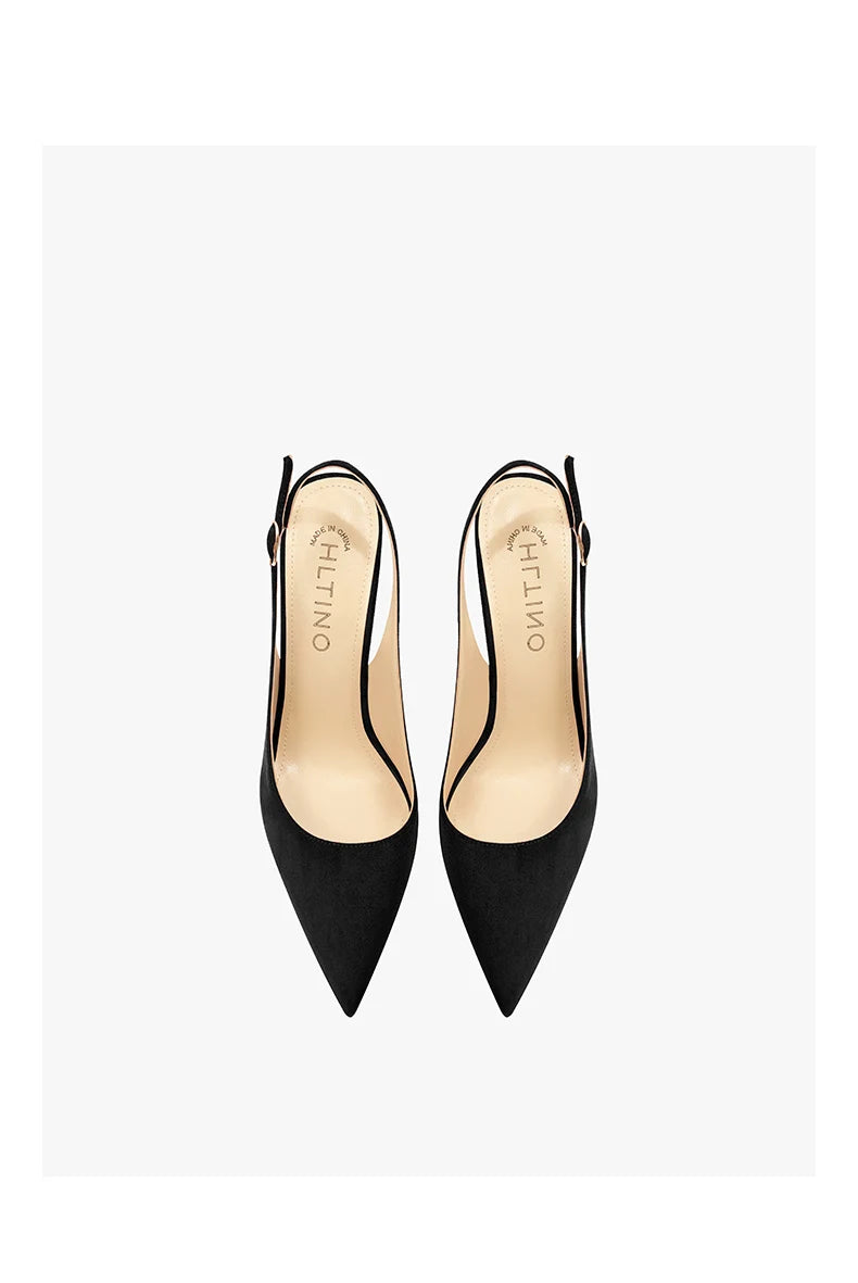 Women's Heeled Sandals New Black Suede Pointed Toe Stiletto Pumps Luxury Gladiator High Heels Elegant Sexy Party Wedding Shoes