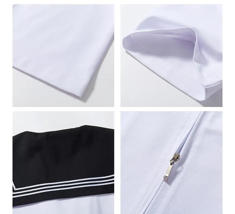 Japanese School Uniform Cute Girl Jk Suit Black Collar White Three-piece Suit Campus Sailor Suit Bow Long-sleeved Suit Uniform