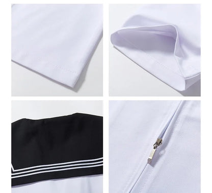 Japanese School Uniform Cute Girl Jk Suit Black Collar White Three-piece Suit Campus Sailor Suit Bow Long-sleeved Suit Uniform