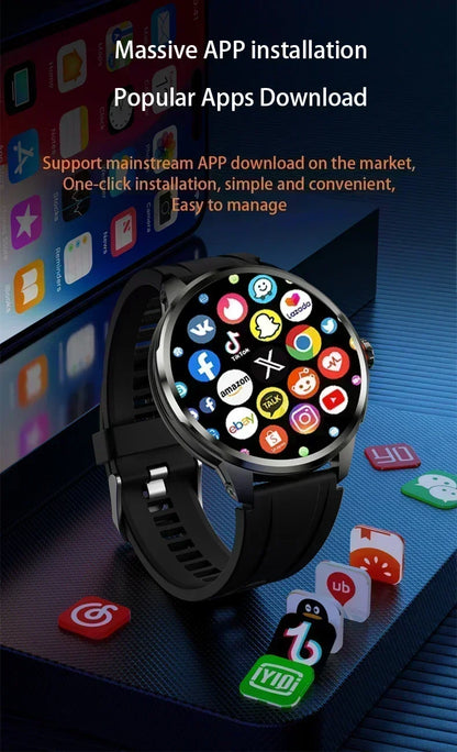 H99 Smart Watch Android Watches Amoled Smartwatch With 190° Rotary Camera Google Play Store 1.95 inch Amoled Screen