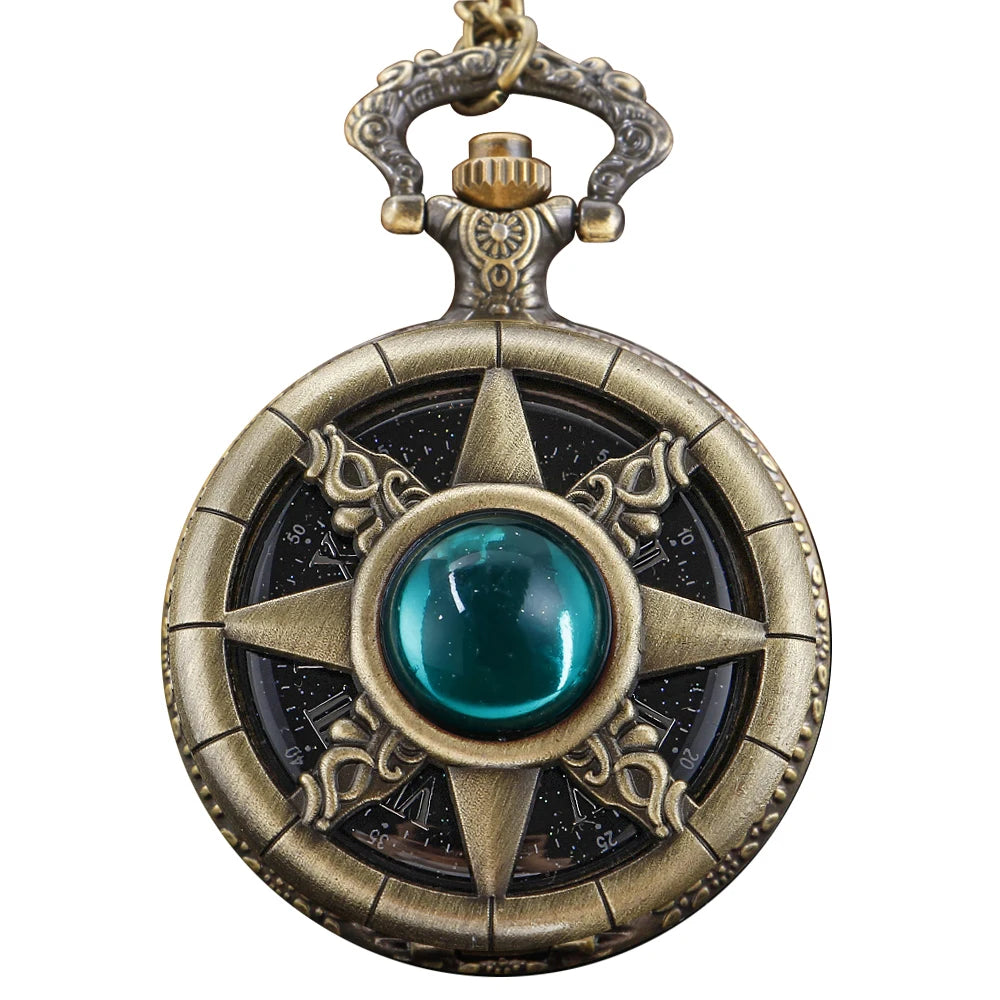 Magic Star Hollow Men's and Women's Digital Quartz Pocket Watch Retro Fashion Necklace Pendant Student Festival Gift