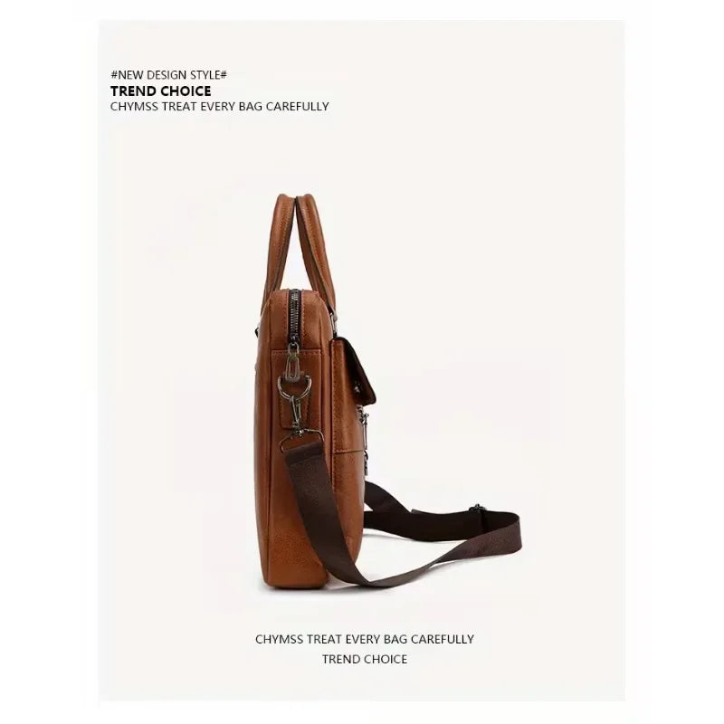 PU Business Briefcase - A Lightweight Cross-body Bag with Ample Capacity, Perfect for Daily Commuting.