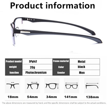 Smart Progressive Photochromic Reading Glasses Men TR90 Multi-Focus Anti Blue Ray Business Eyeglasses Fashion Half-Frame +2.5