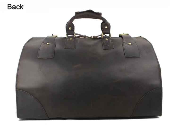 MUNUKI Vintage Crazy Horse Genuine Leather Travel bag  Large Luggage bag men Leather duffle bag Large Weekend Bag Tote Big