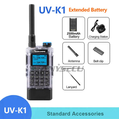Quansheng UV-K1 1400mAh UV-K1 2500mAh 144-148 430-440MHz 1400mAh 200CH 5W Type-C Charger  Aviation Band Two Way Radio