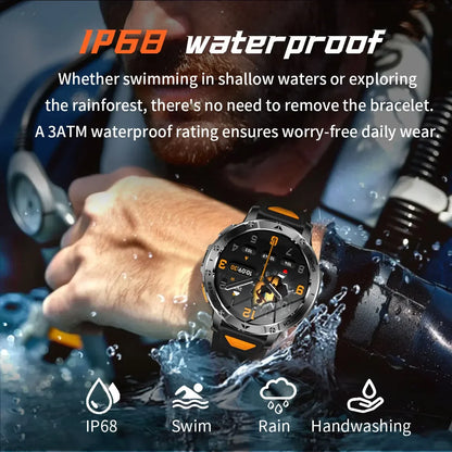 TANK Ultra Outdoor Smartwatch 1400mAh Battery Military Watches Waterproof Two-color Tactical LED Flashlight Men Sports Bracelet