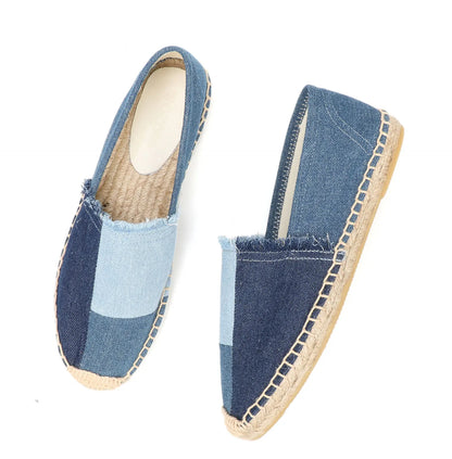Espadrilles Women's Shoes Luxury Denim PATCHWORK  Flat Platform  Stylish and Trendy Footwear for Fashion-Forward Females