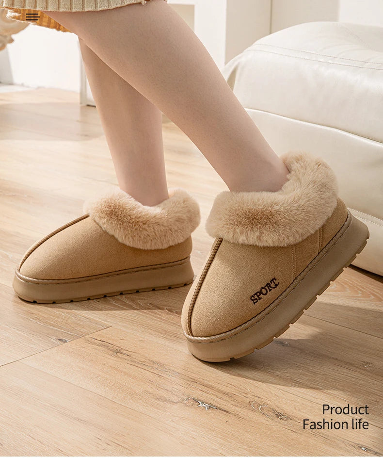 Fluffy Ankle Boots Female Winter Luxury Designer Woman Shoes Elegant Plush Women's Slippers Home Fuzzy Fur Slides Snow Booties