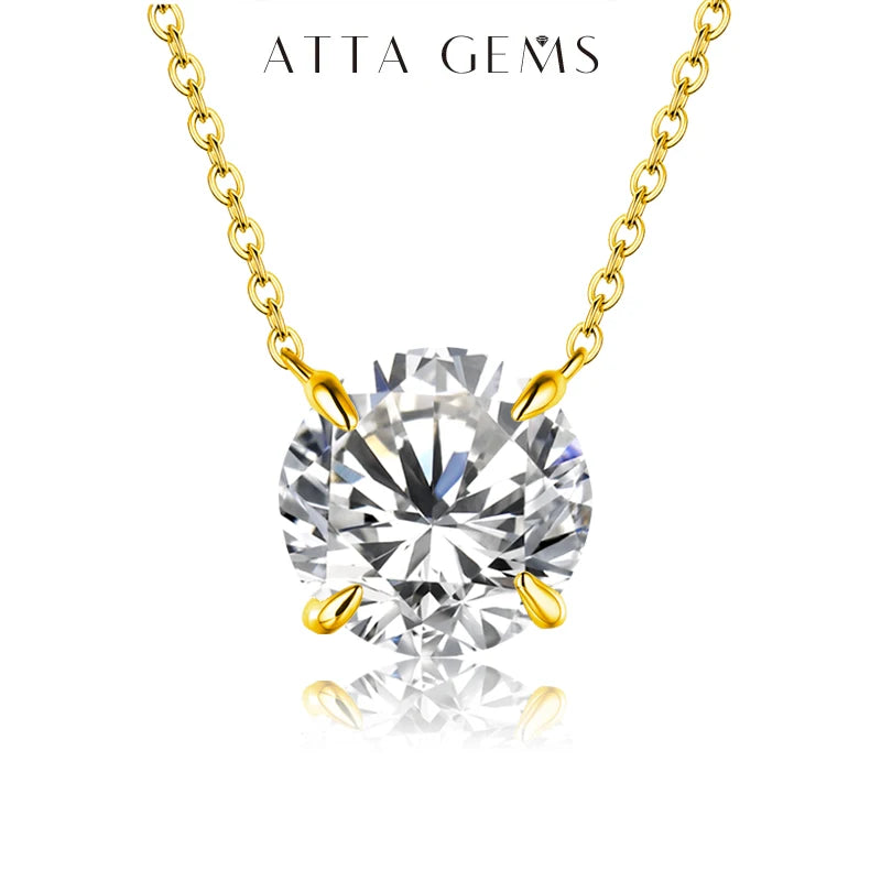 ATTAGEMS Necklace For Woman Pendant Moissanite Diamond 6.5mm 1CT 925 Silver Necklace For Women Chains Party Bridal Fine Jewelry