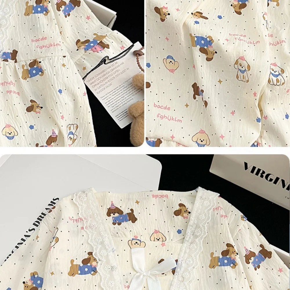 2026 Kids Girls Soft Ribbed Pajama Outfit, Breathable Short Sleeve Button Front Loungewear Set with Frill Details for Summer