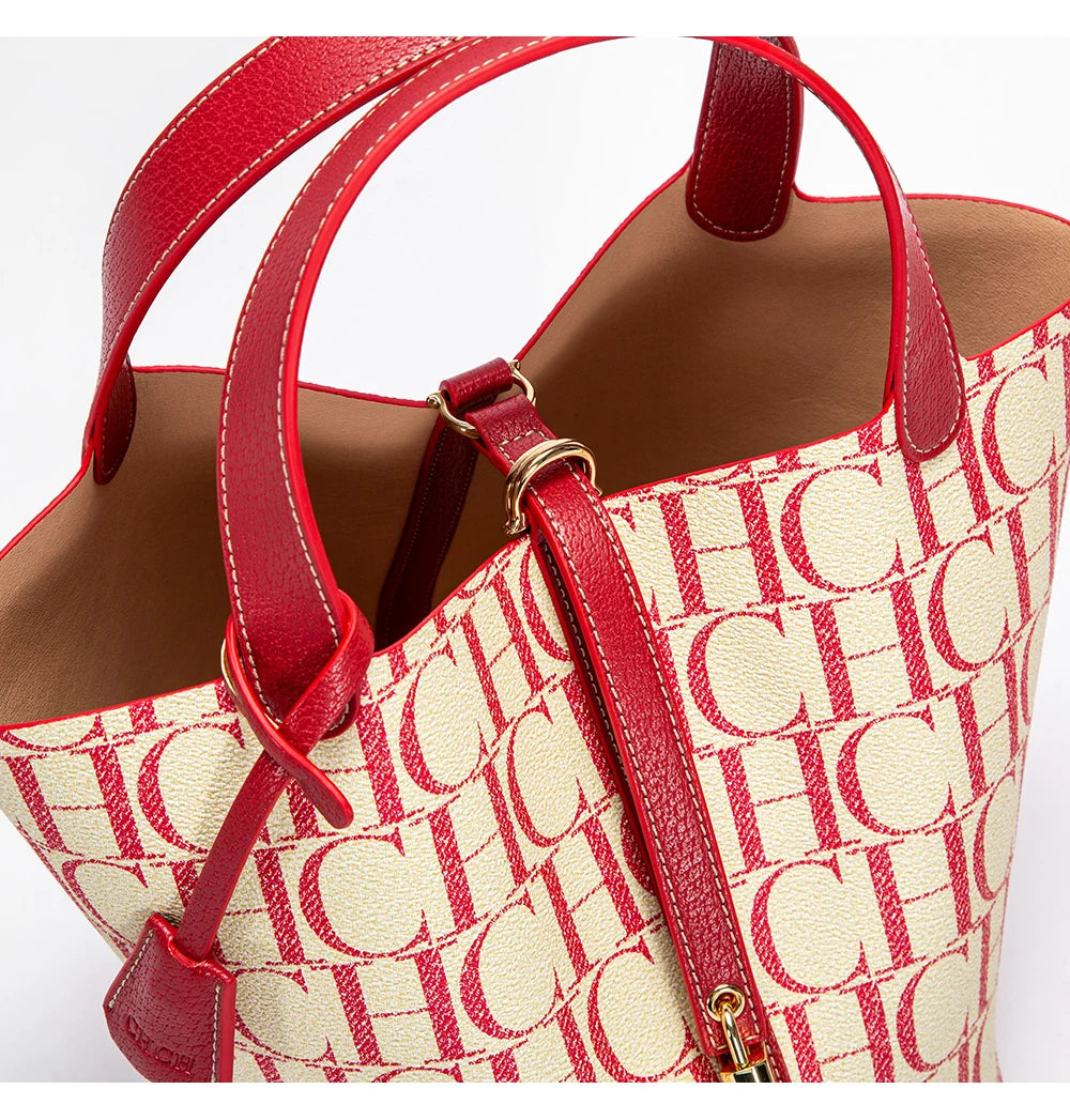 CH Large Capacity Commuter Travel Handbag Luxury Brand Fashion Texture Letter Printed Women's Shoulder Bag