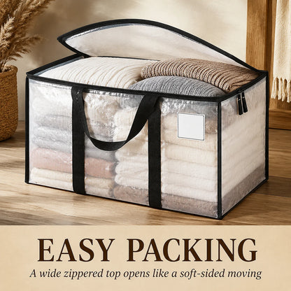 Zoyiancy 8 Pack 24 Gallon Clear Extra Large Moving Bags with Lids, Heavy Duty Clothes Storage Totes with Reinforced Handles for Home Storage Organization