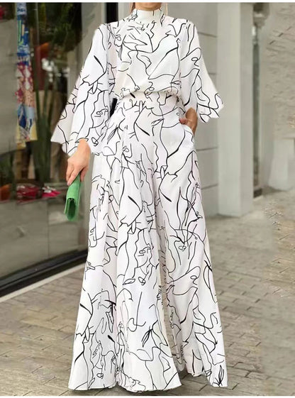 TRAF Autumn Fashion Back Zipper Jumpsuit Women's Casual Long Sleeve Tie Knot Strap Jumpsuits Loose Wide Leg Pants Streetwear