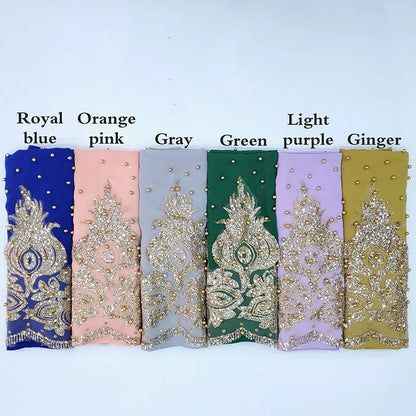 Chiffon Hijab Scarf Muslim Islamic Hijabs Scarves for Woman Long Headwraps with Bead Head Scarf Shawl Wrap Prayer Turbante