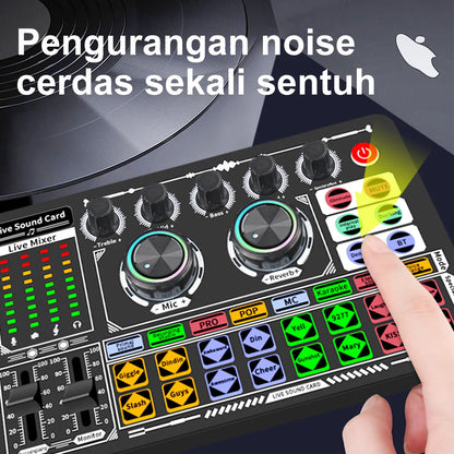 Professional Live Sound Card Podcast Equipment Bundle,with Microphone Set Device,Music/Recording Live Streaming For DJ Disco