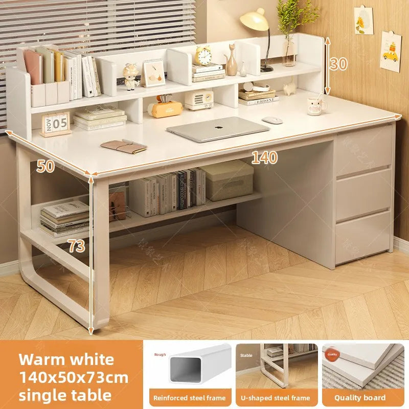 Firm Desk Simple Bookshelf Integrated Learning Desk Multi-purpose Office Computer Table And Chair Factory