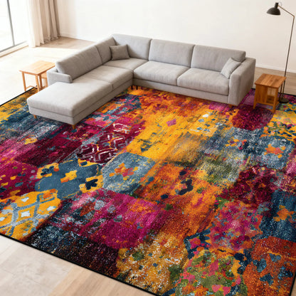 Multicolour Abstract Carpet Living Room Sofa Area Easy Clean Rugs Non-slip Bedroom Decoration Cloakroom Floor Mat Customizable