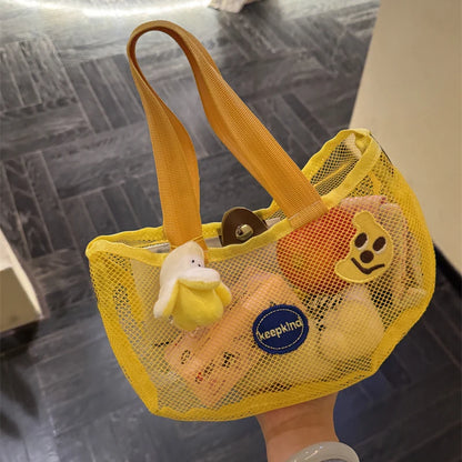 Cute Apple Mesh Handbag Niche Fruit-shaped Shoulder Bag Lightweight And Portable Travel Toiletry Storage Bag Fashion Beach Bag