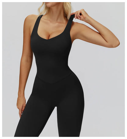 Gym Set Women Tracksuit Yoga Suit Sportswear Women Suit Sports Jumpsuit Fitness Rompers Stretch Female Push Up Workout Bodysuits