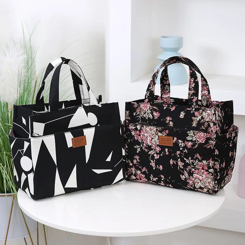 New Large Capacity Thickened Cloth Art Handbag Minimalist Work Lunch Box Storage Bag Suitable for Shopping Miscellaneous Uses