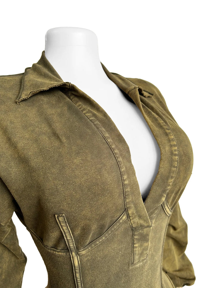 CM.YAYA Fashion Women Knit Ribbed Long Sleeve Moto Biker Jumpsuits 2024 Autumn Washed Street Playsuit One Piece Suit Romper