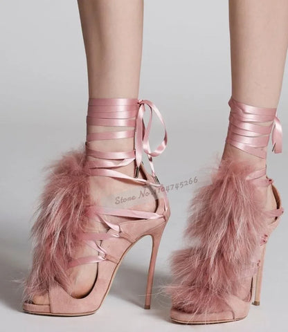 Multi-Color Patent Leather Pvc Stiletto Heel Lace-Up Shoes Golden Blade Heel Pink Black Patchwork Pumps Transparent Ankle Boots