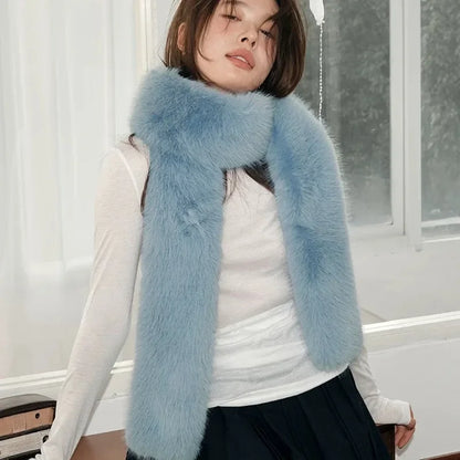 2024 New Winter Imitation Mink Fur Scarf Women Scarf Fluffy Warm Fashion Long Scarf Y2k Girls Europe and America