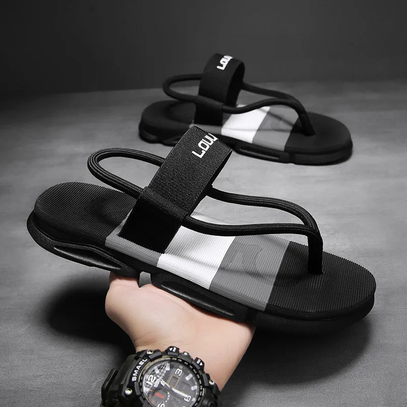 Kidmi New Men Sandals Summer Men Flat Sandals Outdoor Beach Flip-flops Fashion Home Flat Sandals Soft Non-slip Cloud Sandals