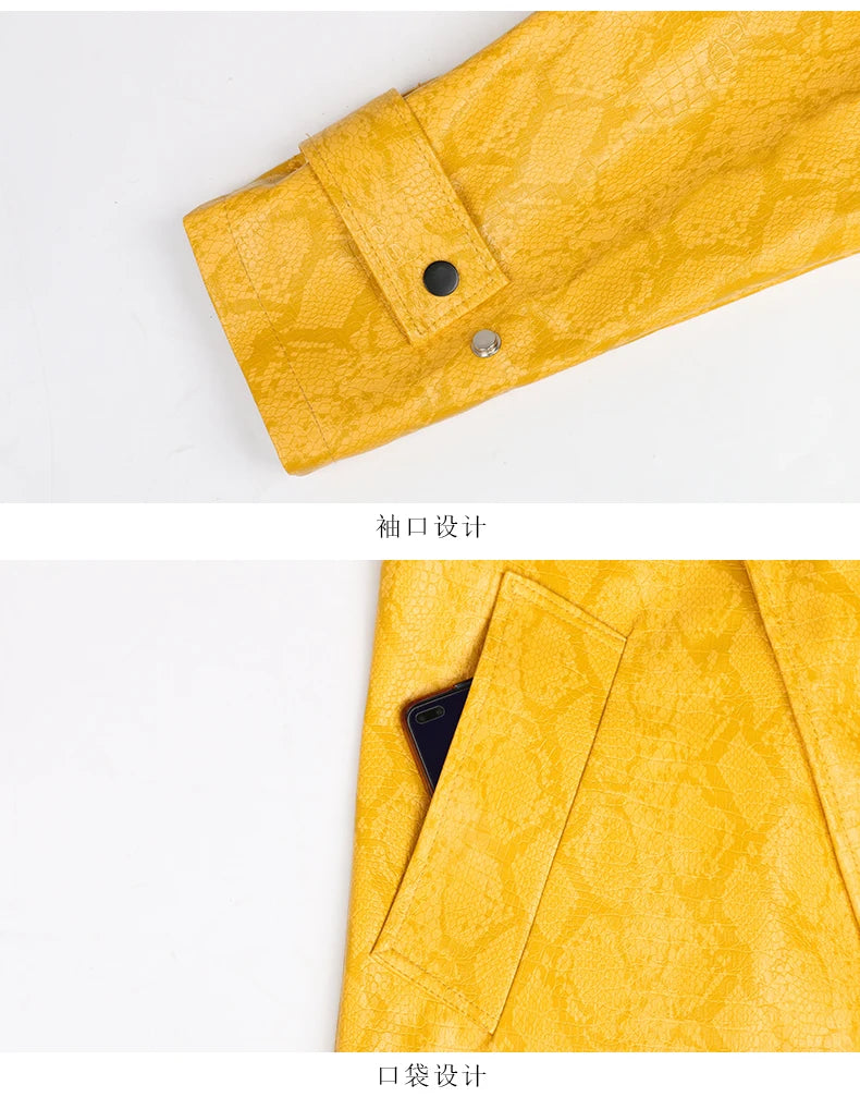 Nerazzurri Spring Autumn Long Oversized Colorful Snakeskin Print Patent Leather Trench Coat for Women Belt Runway Fashion 2022