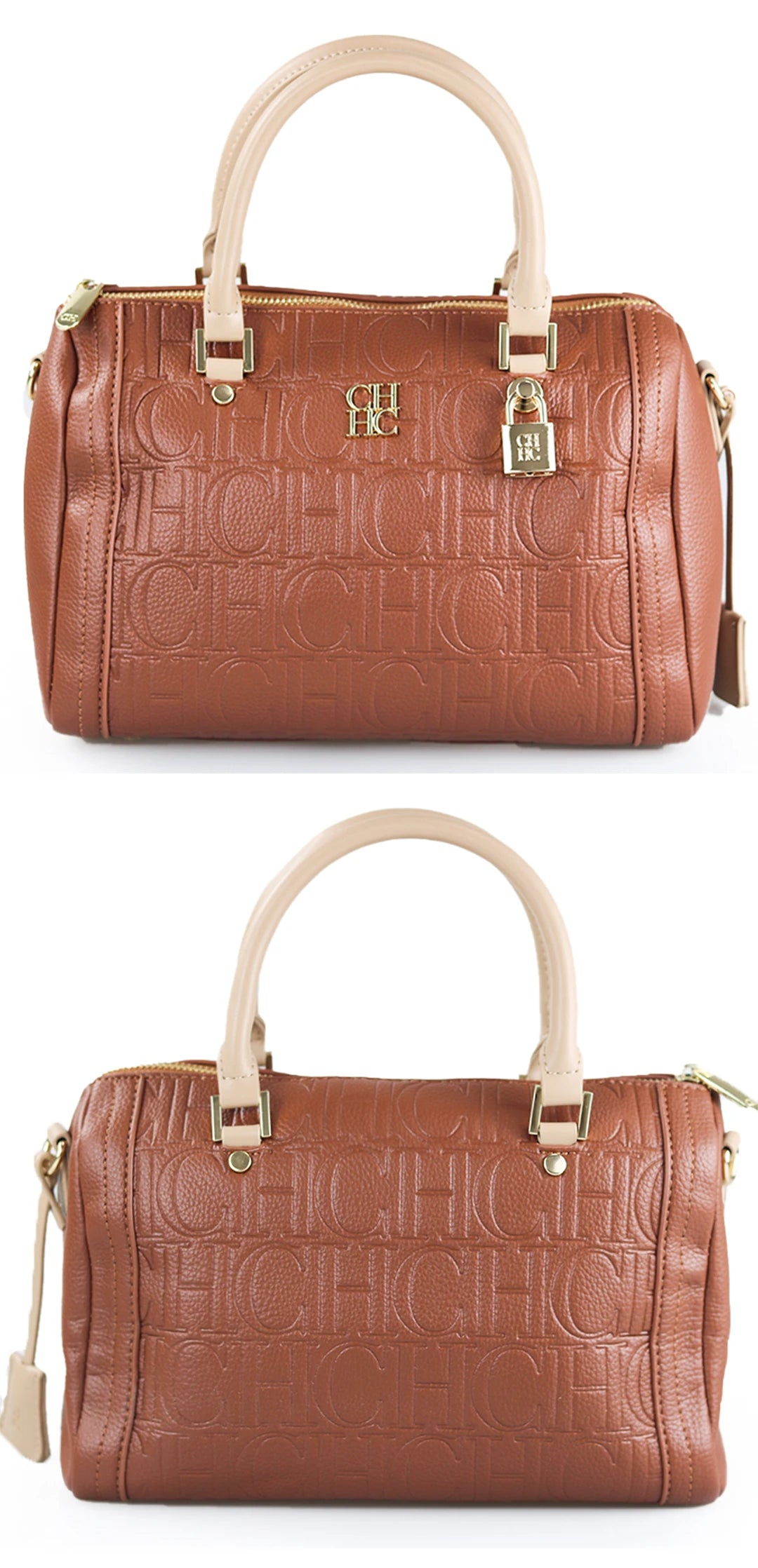 CH Boston Bag Women Metal Lock Handbag Double Top Handle Detachable Crossbody Strap Daily Travel Ladies Shoulder Purse