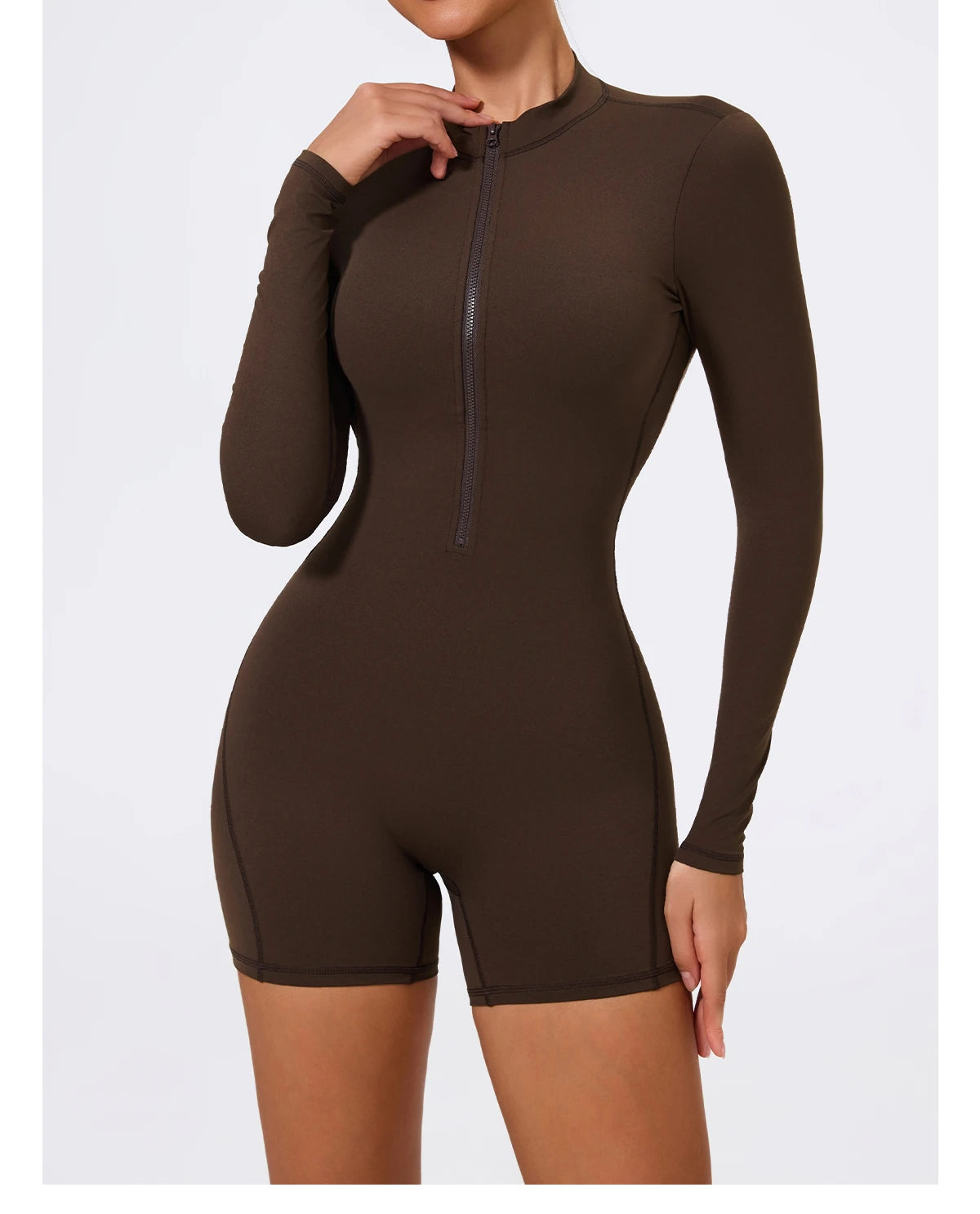 Summer V Back Scrunch One-Piece Suit Push Up Sports Jumpsuit Woman Fitness Zipper Overalls Workout Rompers Women Gym Bodysuits