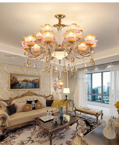 New Bedroom Chandelier  European Luxurious Atmospheric Lighting Fixture Home Living Room Dining Room Light Luxury Crystal Lamps