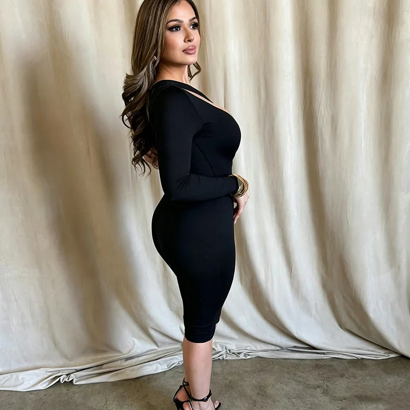 Solid color sexy single shoulder hollow out long sleeved one-piece slim fit pants