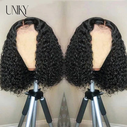 Short Curly Human Hair Bob Wig Curly Lace Front Human Hair Wigs ForWomen PrePlucked Brazilian Glueless 13x4 Lace Wig Unikyhair