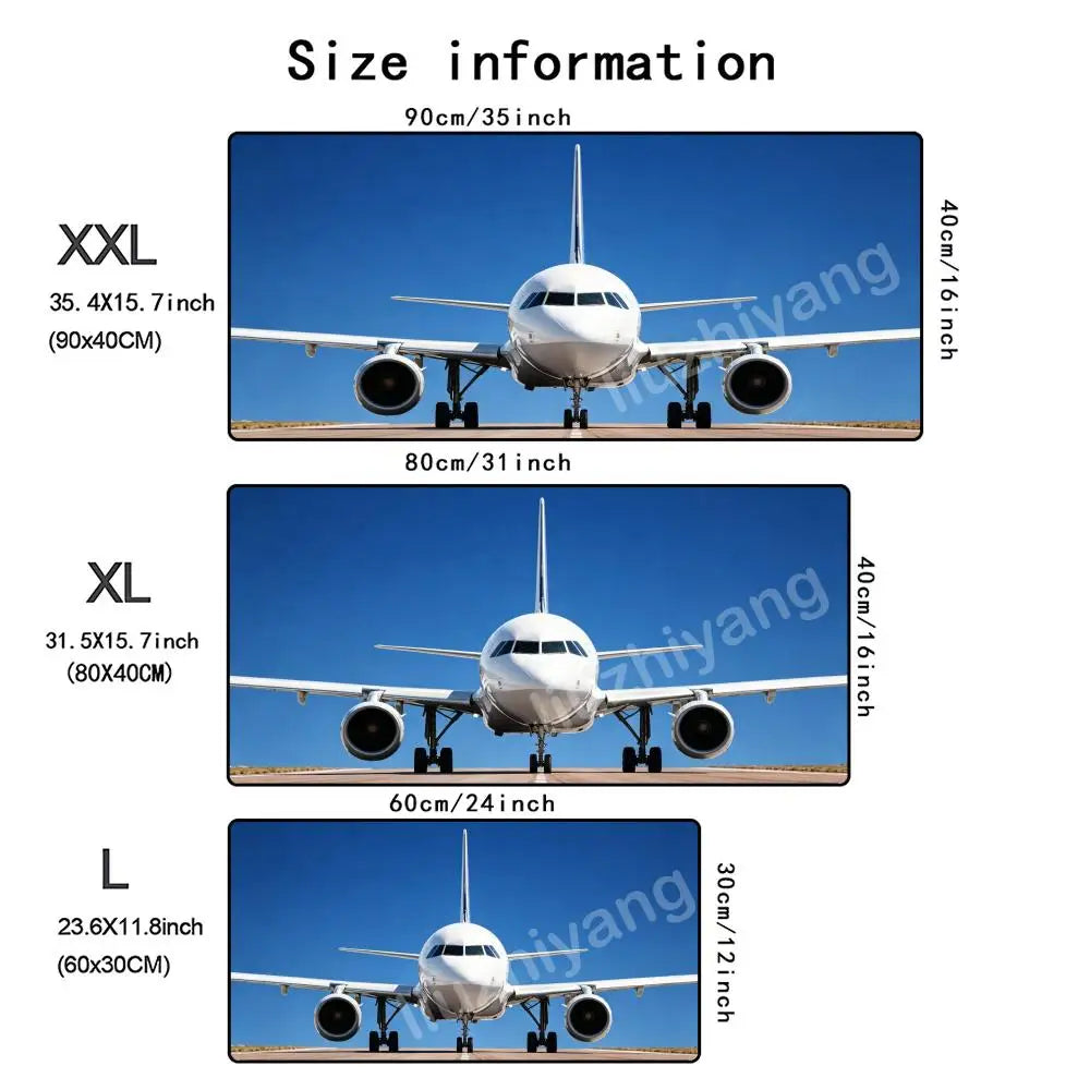 Night View Airplane Mouse Pad Large Computer Office Game Table Mat Rubber Anti-slip Stitched Keyboard Mats 90x40 XXL Desk Pads