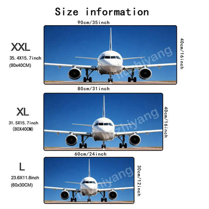 Night View Airplane Mouse Pad Large Computer Office Game Table Mat Rubber Anti-slip Stitched Keyboard Mats 90x40 XXL Desk Pads