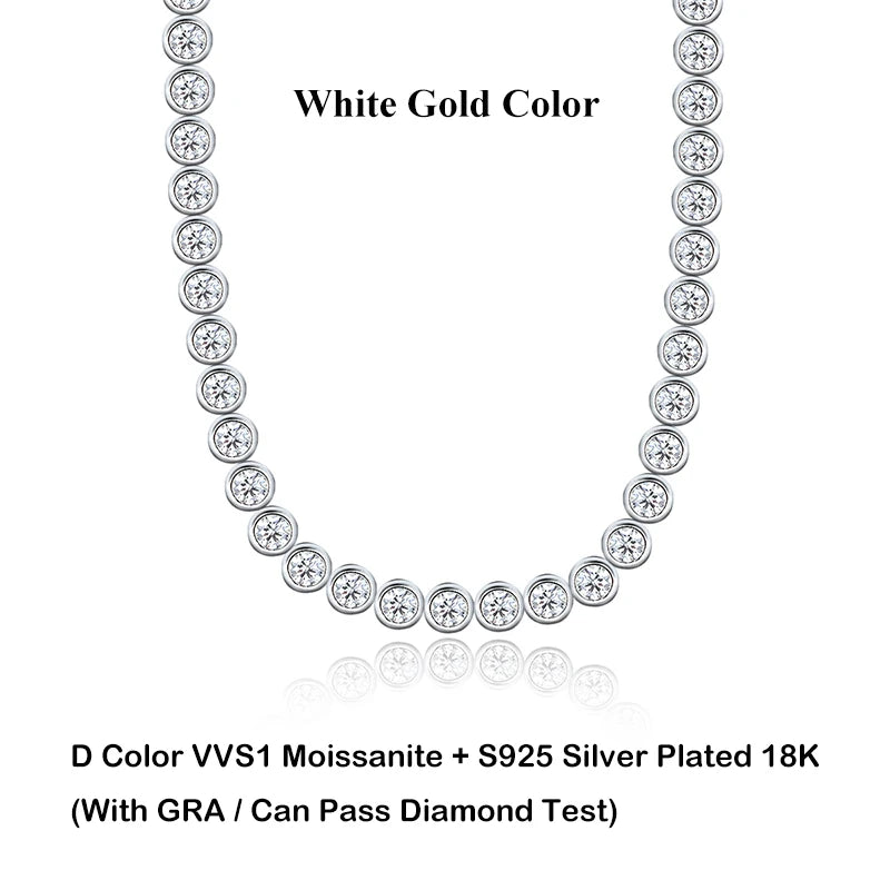 EWYA Luxury Bubble 2/3mm D Color Full Moissanite Tennis Necklace for Women S925 Silver Plated 18K Diamond Neck Chain Necklaces