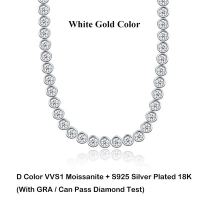 EWYA Luxury Bubble 2/3mm D Color Full Moissanite Tennis Necklace for Women S925 Silver Plated 18K Diamond Neck Chain Necklaces