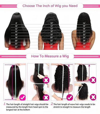 Premium Human Hair 13x4 Lace Frontal Wigs for Women 4inches Wavy Brazilian Remy Pre-Plucked Natural Hairline Ear To Ear Lace