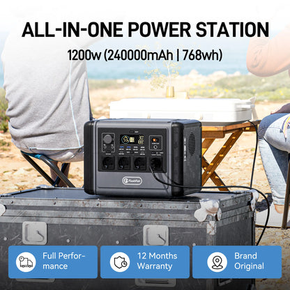 T1200S Portable Power Station FlashFish T1200S 768Wh 1200W LiFePO4 Solar Generator, PD Fast Charge Wireless Charging Outdoor Emergency Battery Pack