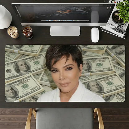 Cool Rich Kris Jenner Mouse Pad Large Non-Slip Waterproof Mat Stitched Edge Keyboard Pad for Gaming Daily Office