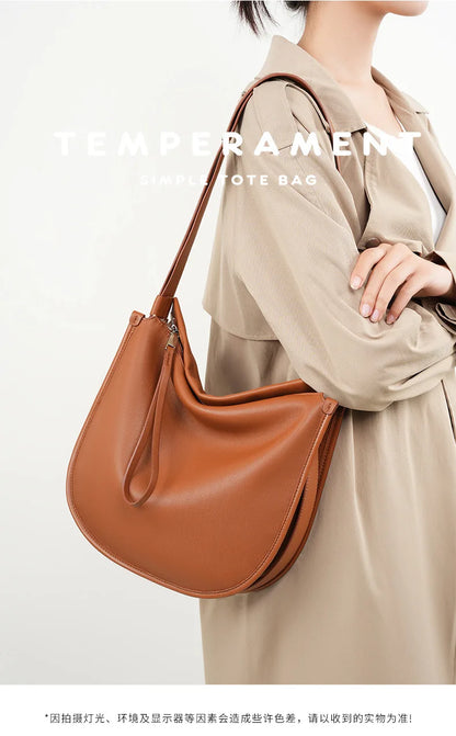 Women's Genuine Grade Cow Leather Bag Luxury Designer Ladies Shoulder Crossbody Purse Bag Female Cowhide Large Capacity Tote Bag